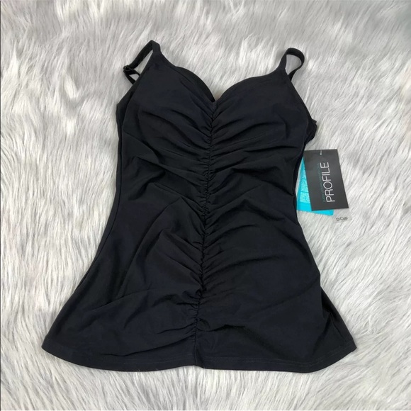 Profile By Gottex Black swan lake Underwire Tankini 32D - Picture 2 of 9